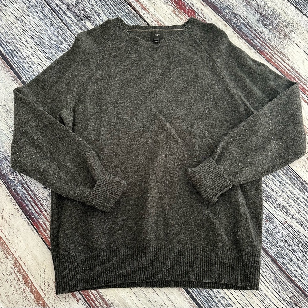 J. Crew 100% Wool Men's Gray Crewneck Sweater - Picture 2 of 8
